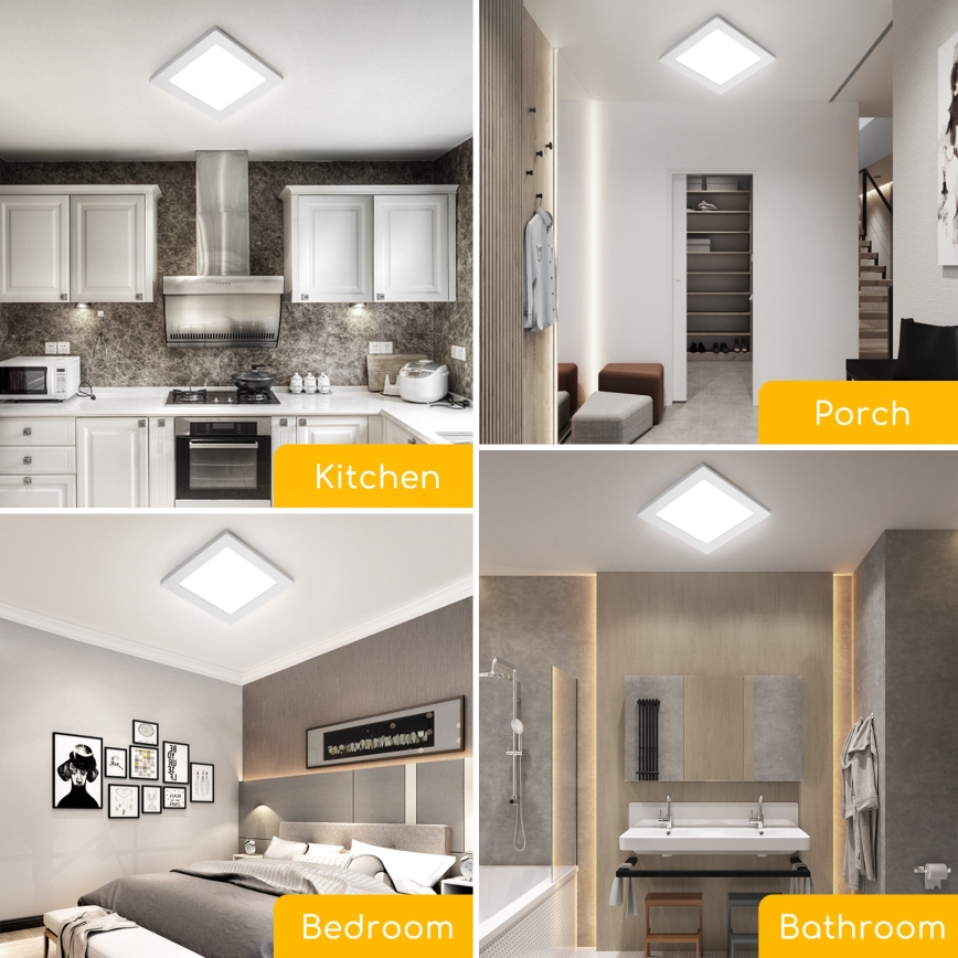 Aigostar - LED påbygget loftarmatur LED/9W/230V 6000K 12,2x12,2 cm hvid