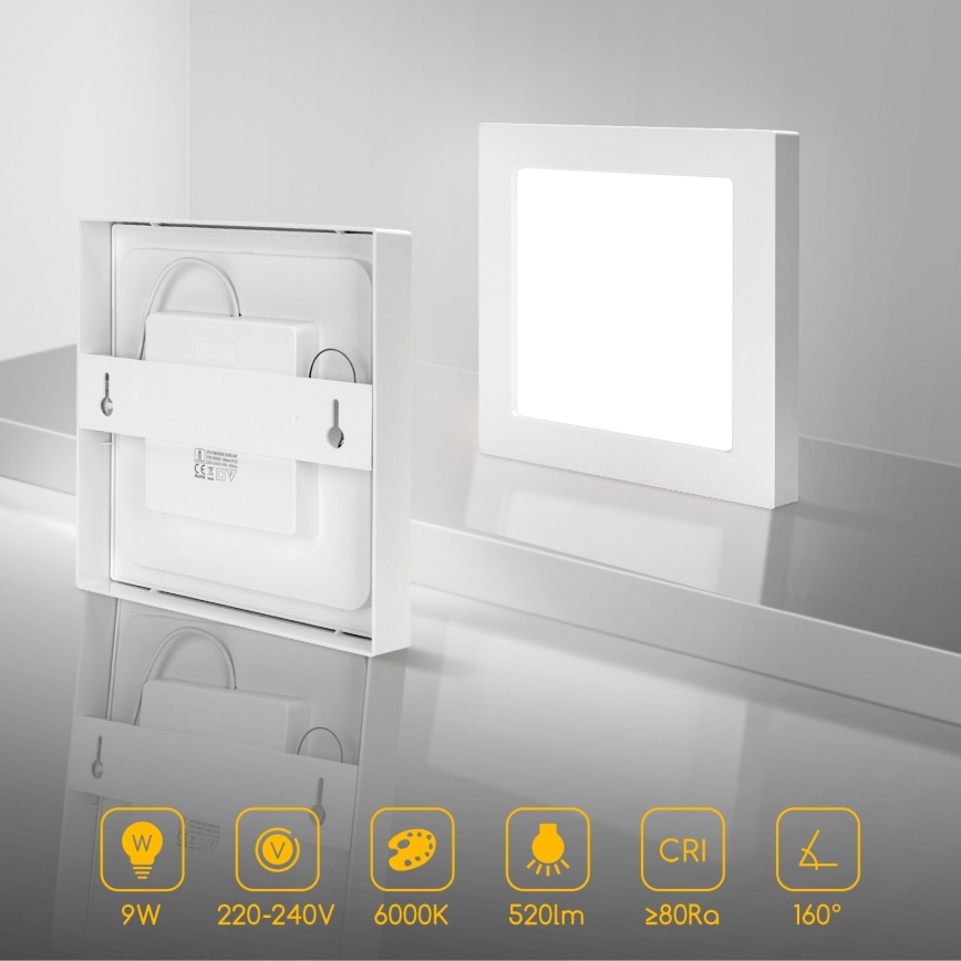 Aigostar - LED påbygget loftarmatur LED/9W/230V 6000K 12,2x12,2 cm hvid