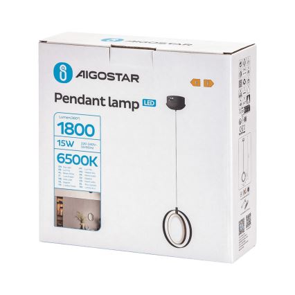 Aigostar - LED pendel LED/15W/230V 6500K sort