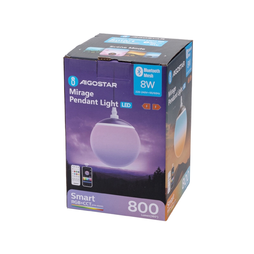 Aigostar - LED pendel m. RGBW-farver dæmpbar MESH LED/8W/230V 2700-6500K hvid + fjernbetjening