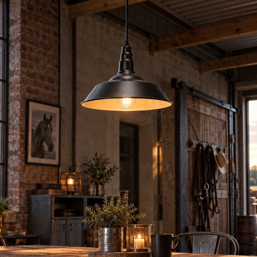 Aigostar - LED-pendel på ledning 1xE27/60W/230V Ø 36 cm sort