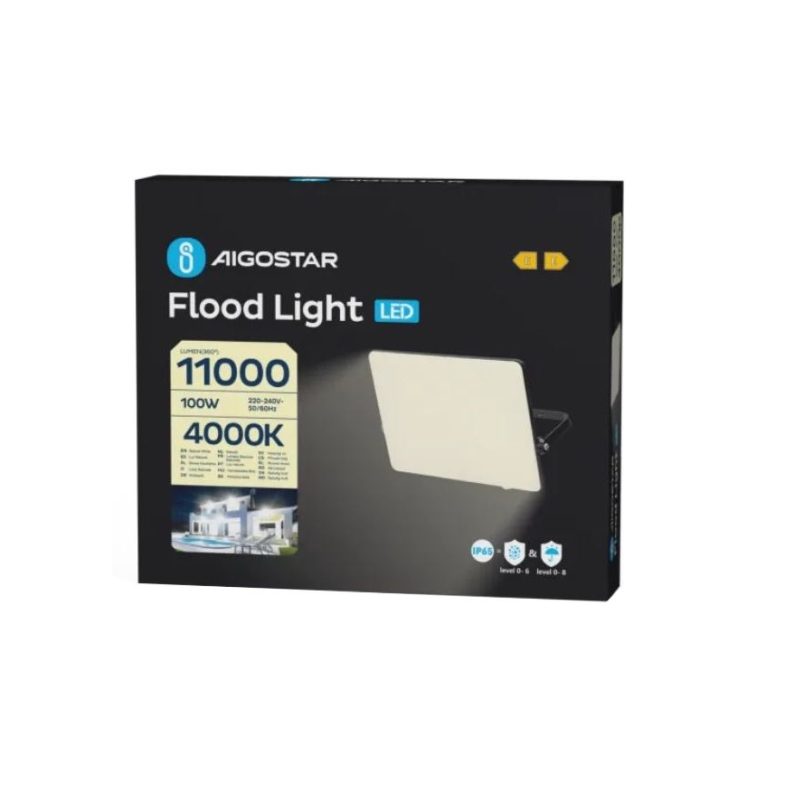 Aigostar - LED projektør LED/100W/230V 4000K IP65 sort