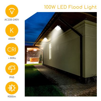 Aigostar - LED projektør LED/100W/230V grå 4000K IP65