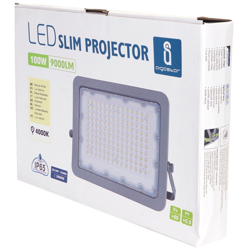 Aigostar - LED projektør LED/100W/230V grå 4000K IP65