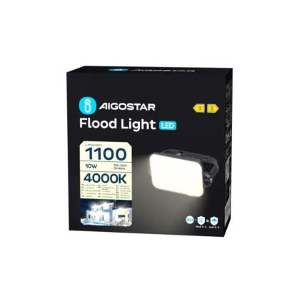 Aigostar - LED projektør LED/10W/230V 4000K IP65 sort