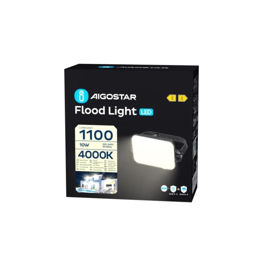 Aigostar - LED projektør LED/10W/230V 4000K IP65 sort