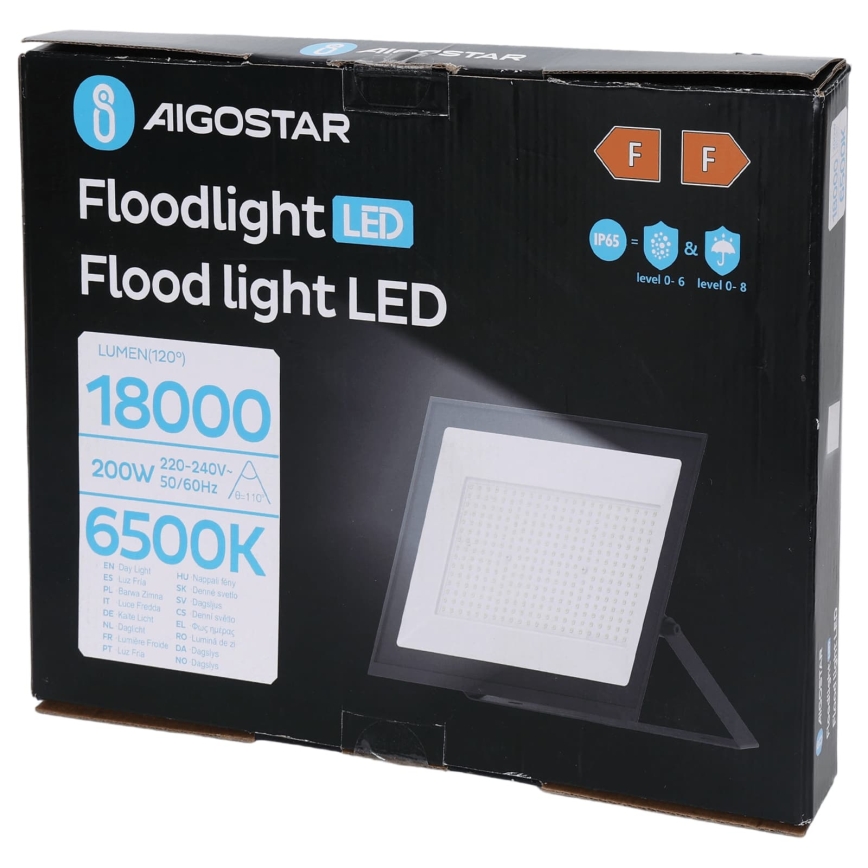 Aigostar - LED-projektør LED/200W/230V 6500K IP65 sort