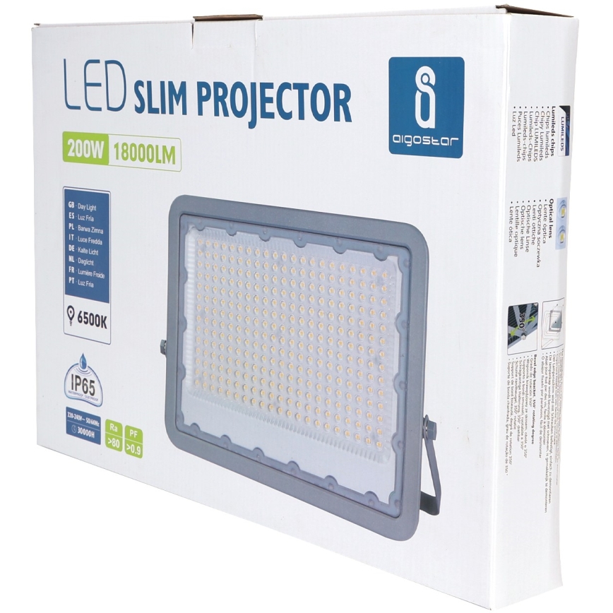 Aigostar - LED projektør LED/200W/230V grå 6500K IP65