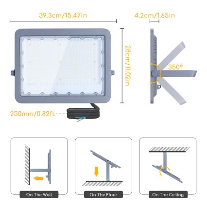 Aigostar - LED projektør LED/200W/230V grå 6500K IP65