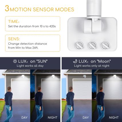 Aigostar - LED projektør med sensor LED/10W/230V 4000K IP65 hvid