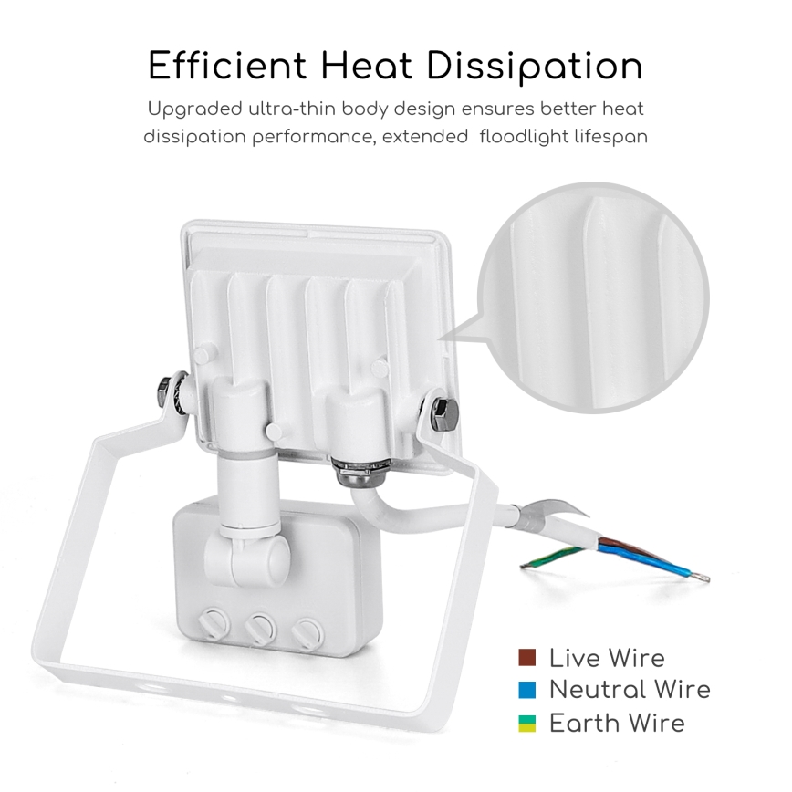 Aigostar - LED projektør med sensor LED/10W/230V 4000K IP65 hvid
