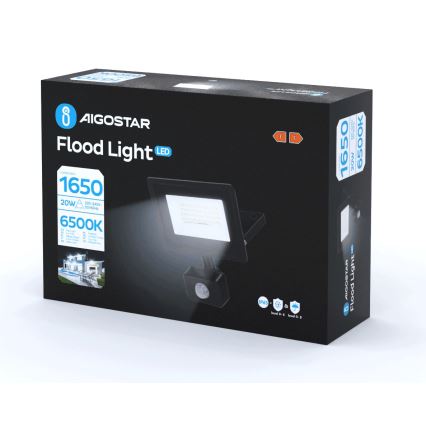 Aigostar - LED projektør med sensor LED/20W/230V 6500K IP65