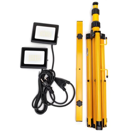 Aigostar - LED-projektør med stativ 2xLED/30W/230V 6500K IP65 orange/sort
