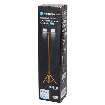 Aigostar - LED-projektør med stativ 2xLED/30W/230V 6500K IP65 orange/sort