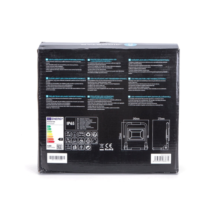 Aigostar - LED Projektør med stativ LED/100W/230V 6500K IP65