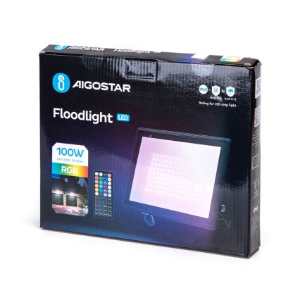 Aigostar - LED projektør RGB-farver LED/100W/230V IP65 + fjernbetjening