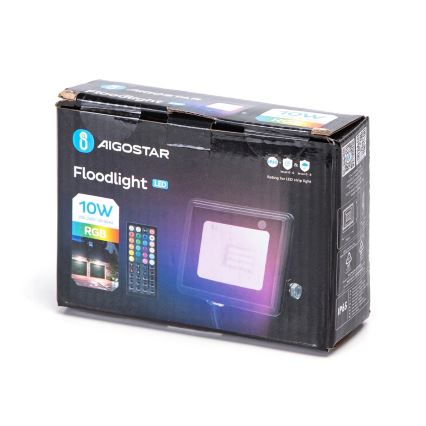 Aigostar - LED projektør RGB-farver LED/10W/230V IP65 + fjernbetjening