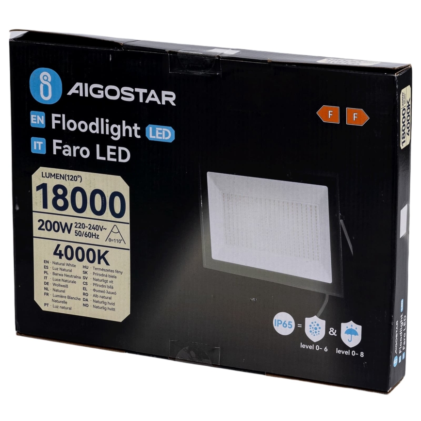 Aigostar - LED-reflektor LED/200W/230V 4000K IP65 sort