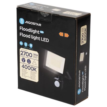 Aigostar - LED-reflektor med sensor LED/30W/230V 4000K IP65
