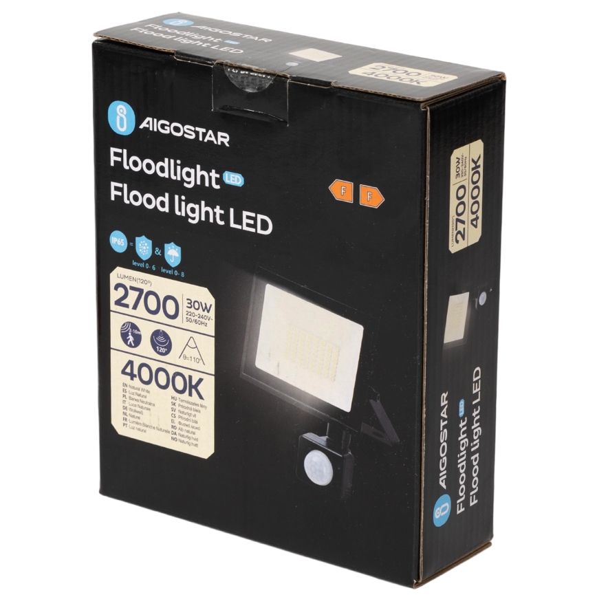 Aigostar - LED-reflektor med sensor LED/30W/230V 4000K IP65