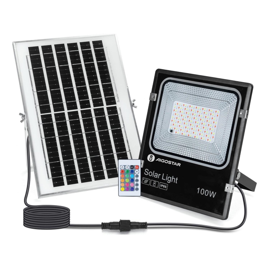 Aigostar - LED RGB dæmpbar solcelleprojektør LED/100W/3,2V IP66 + fjernbetjening