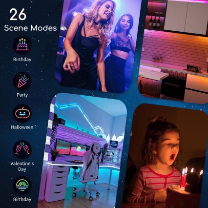 Aigostar - LED RGB dæmpbar LED-strimmel 6,5m LED/16,5W/12/230V 3000K Wi-Fi