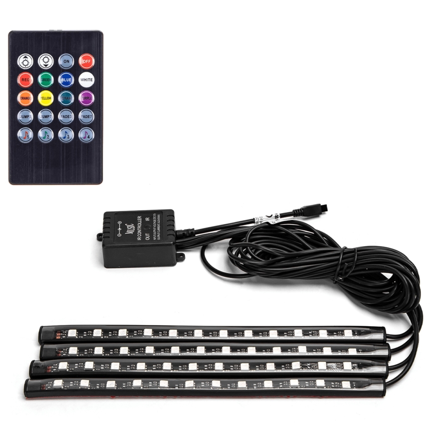 Aigostar - RGB LED-dæmpbare strimler til bil LED/4,5W/5V + fjernbetjening