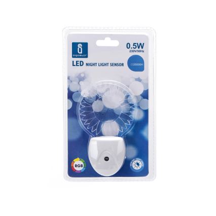 Aigostar - LED RGB nattelys med sensor LED/0,5W/230V sol