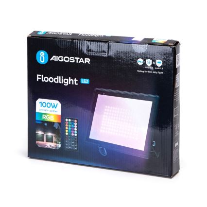 Aigostar - LED RGB dæmpbar projektør LED/100W/230V IP65 + fjernbetjening