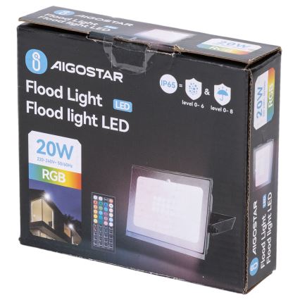 Aigostar - LED RGB-projektør LED/10W/230V IP65 + fjernbetjening