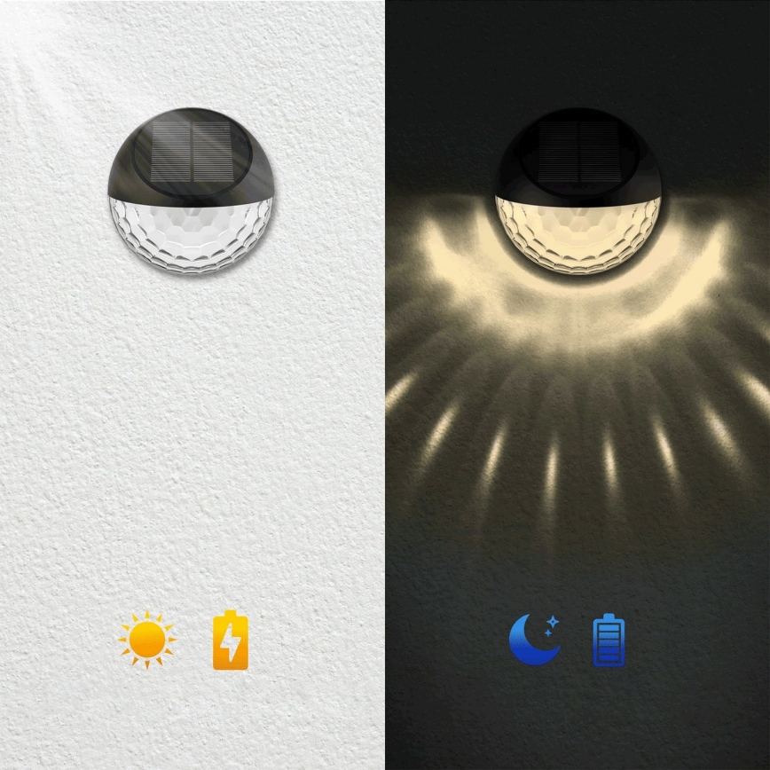 Aigostar - LED RGB Solcelle Væglampe LED/2W/1,2V 300 mAh sort IP44