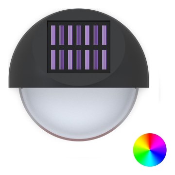 Aigostar - LED RGB Soldrevet væglampe LED/1W/1,2V sort IP44