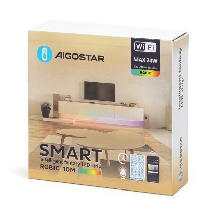 Aigostar - LED RGBIC dæmpbar LED-lysliste 10 m LED/24W/24V + Wi-Fi-fjernbetjening