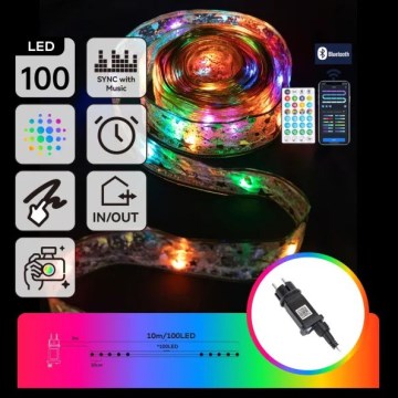 Aigostar - LED RGBICW Smart udendørs julelyskæde MESH 100xLED 10 m IP44 + fjernbetjening