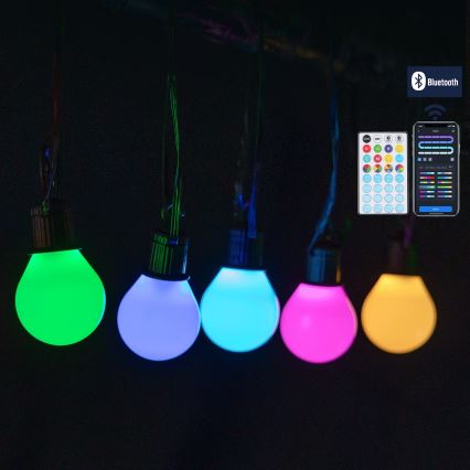 Aigostar - LED RGBICW smart udendørs MESH-lyskæde, 25 LED, 5 m, IP44 + fjernbetjening