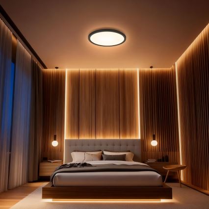 Aigostar - LED RGBW Dæmpbar loftlampe MESH LED/24W/230V 3000-6500K sort + fjernbetjening