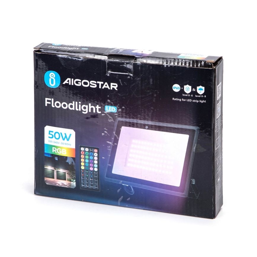 Aigostar - LED RGBW dæmpbar LED-projektør 50W/230V IP65 + fjernbetjening
