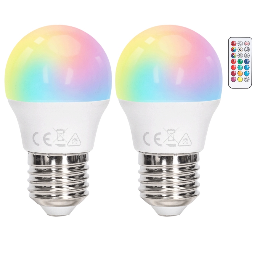 Aigostar - LED RGBW dæmpbar pære G45 E27/4,8W/230V 3000K + fjernbetjening