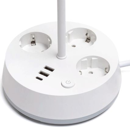 Aigostar - LED RGBW Dæmpbar skrivebordslampe med stikkontakter og USB LED/4,6W/230V 3000/4000/6500K hvid