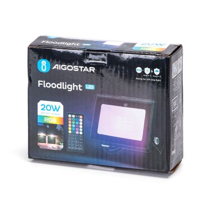 Aigostar - LED RGBW dæmpbar projektør LED/20W/230V IP65 + fjernbetjening