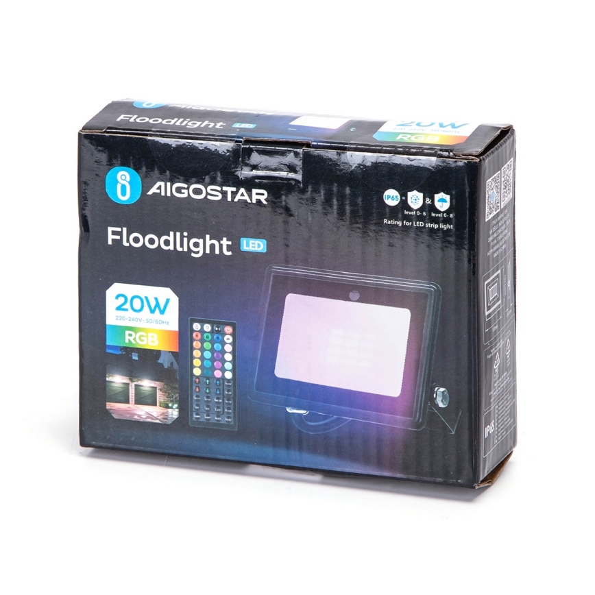 Aigostar - LED RGBW dæmpbar projektør LED/20W/230V IP65 + fjernbetjening