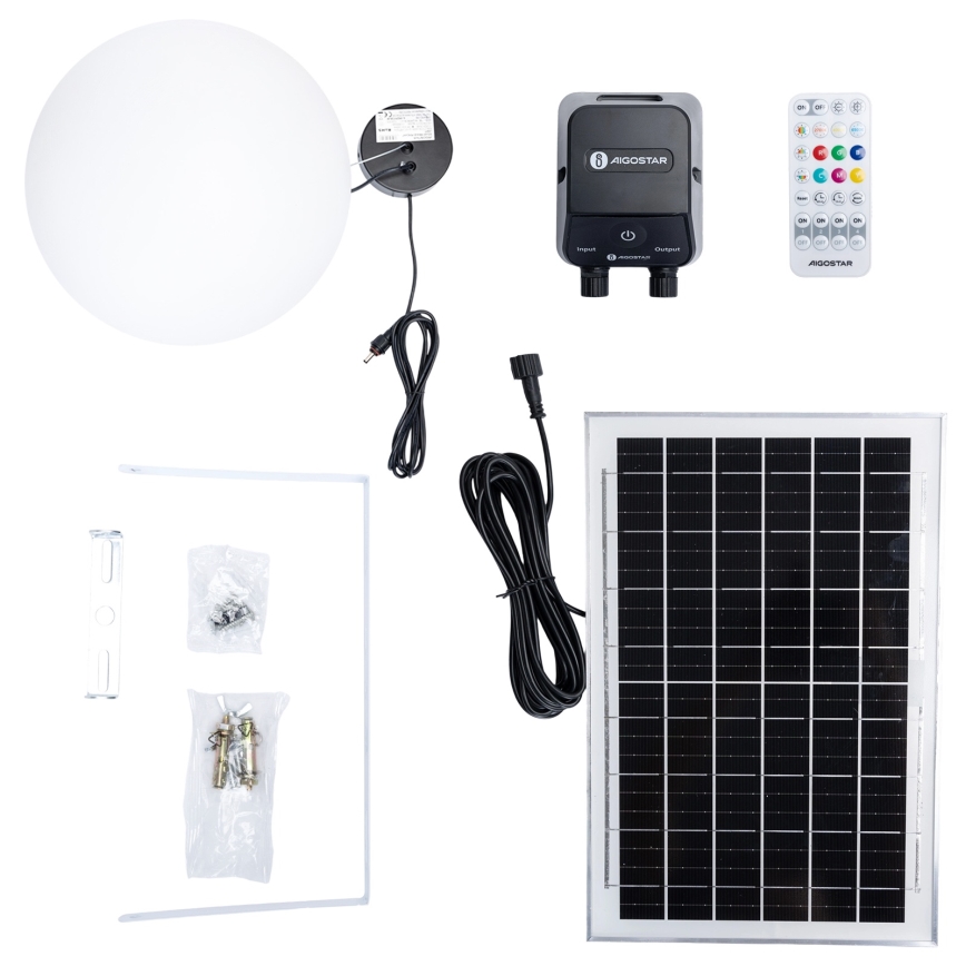Aigostar - LED RGBW dæmpbar solcellelampe MESH LED/5W/3,7V 8000 mAh 2700K-6500K IP65 Ø 30 cm
