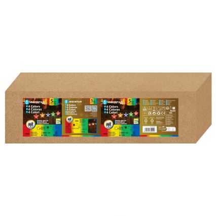 Aigostar - LED RGBY solcelledrevet lyskæde med stjerner 5xLED/1,2V/8 funktioner 1m IP65 800mAh
