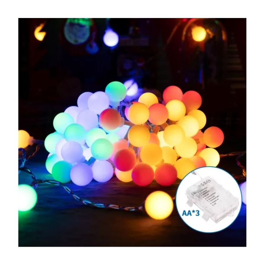 Aigostar - LED RGBY Udendørs julekæde 25xLED/3xAA/8 funktioner 2,8 m IP44