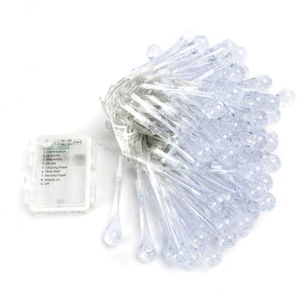 Aigostar - LED udendørs julelyskæde 100xLED/8 funktioner 3xAA 10m IP44 multifarvede dråber