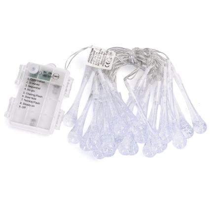 Aigostar - LED udendørs julelyskæde 25xLED/8 funktioner 3xAA 2,5m IP44 multifarvede dråber