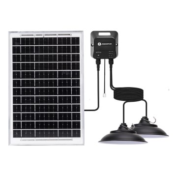 Aigostar - LED solarlampe med sensor 2xLED/35W/12V 6000 mAh 6500K IP65 Ø 15 cm + fjernbetjening