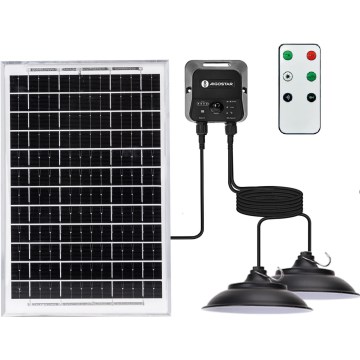 Aigostar - LED solarlampe med sensor 2xLED/35W/12V 6000 mAh 6500K IP65 Ø 15 cm + fjernbetjening