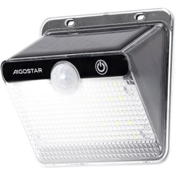 Aigostar - LED Solarlampe med sensor LED/3,7V 6500K 1200 mAh IP65 sort