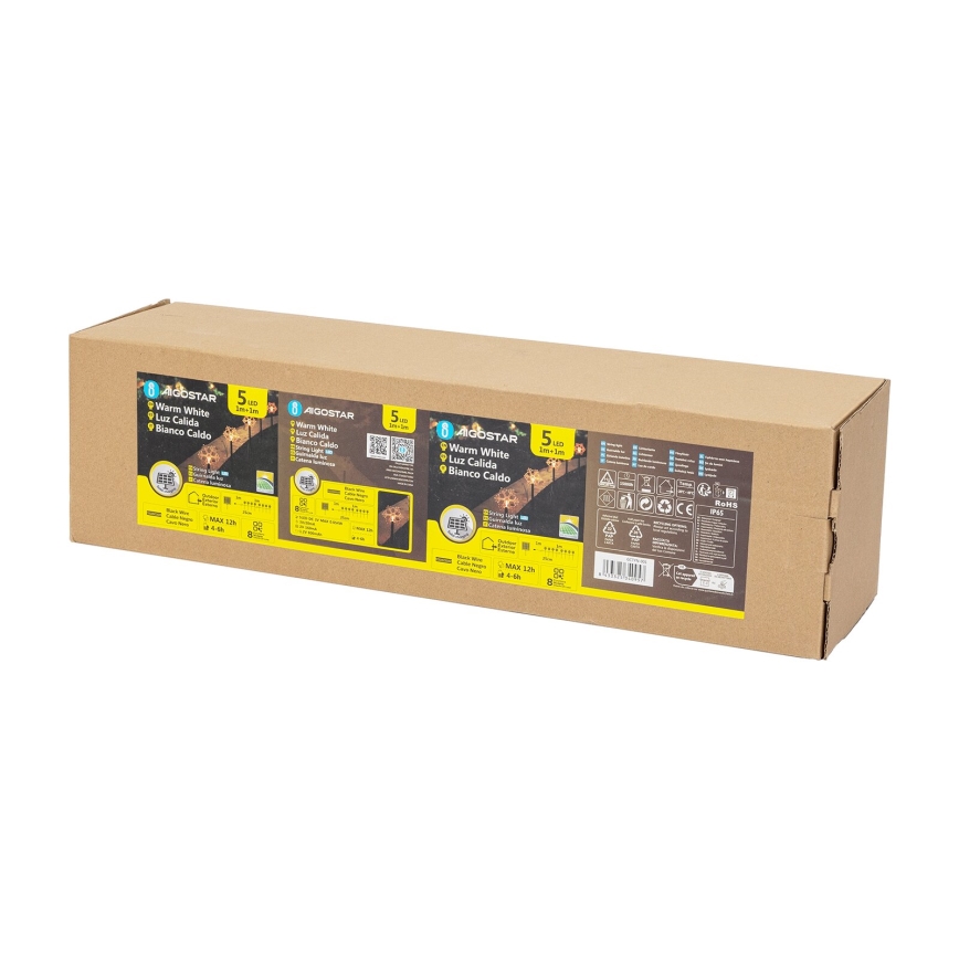 Aigostar - LED Solcelle julelys LED/0,054W/1,2V 1m IP65 varm hvid
